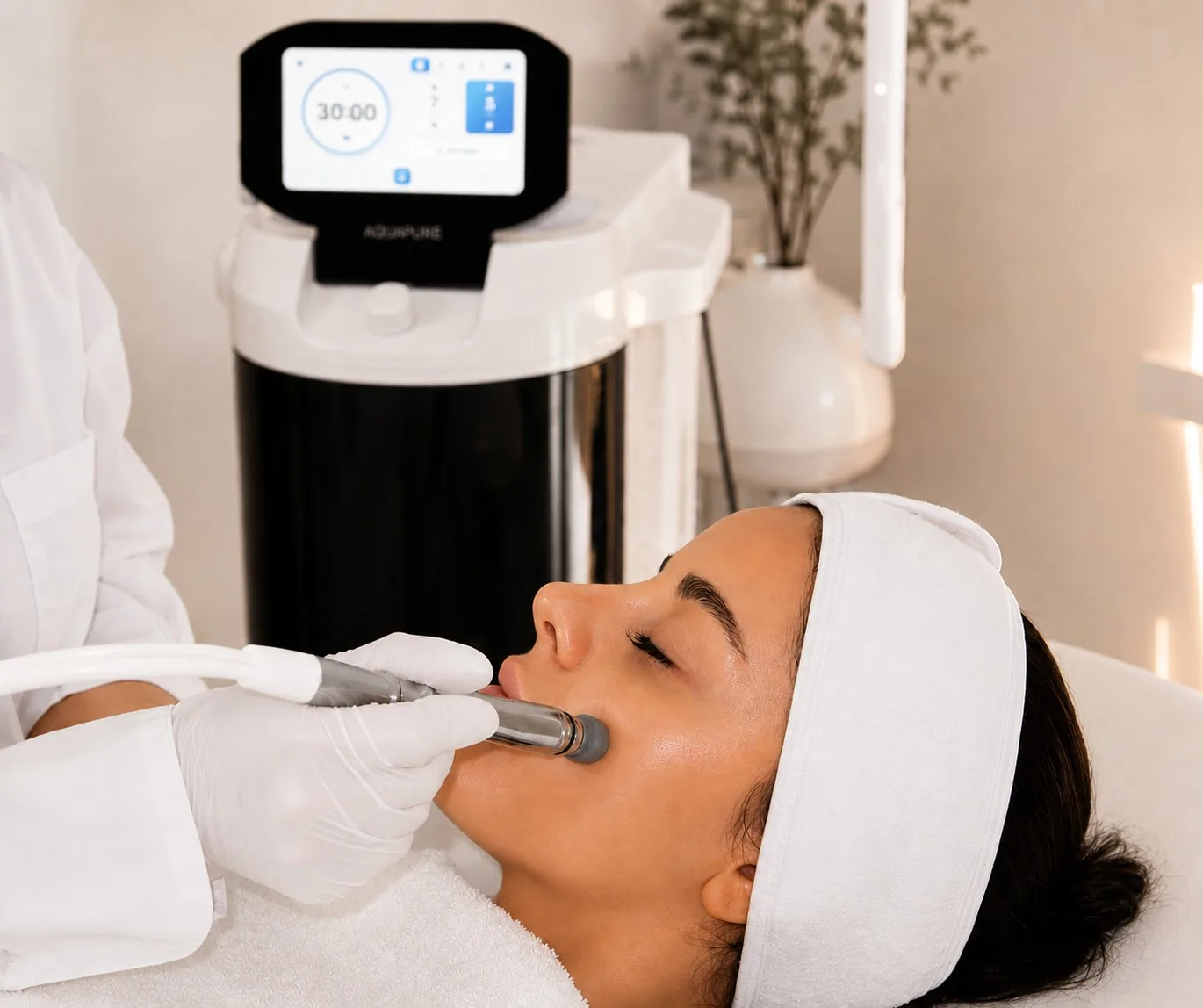 Aqua Facial: Tiefenreinigung der Gesichtshaut am Behandlungsgerät